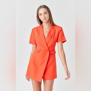 Endless Rose Orange Double Breasted Romper Statement Business Sz M NWT